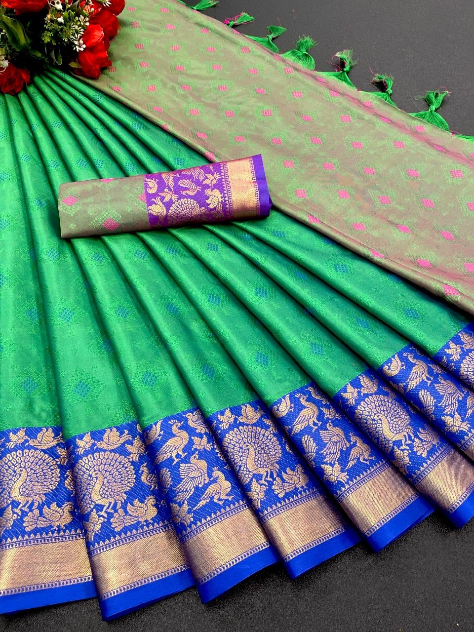 Aab Tansui Bird Kanchivaram Silk Non Catalog Sarees
